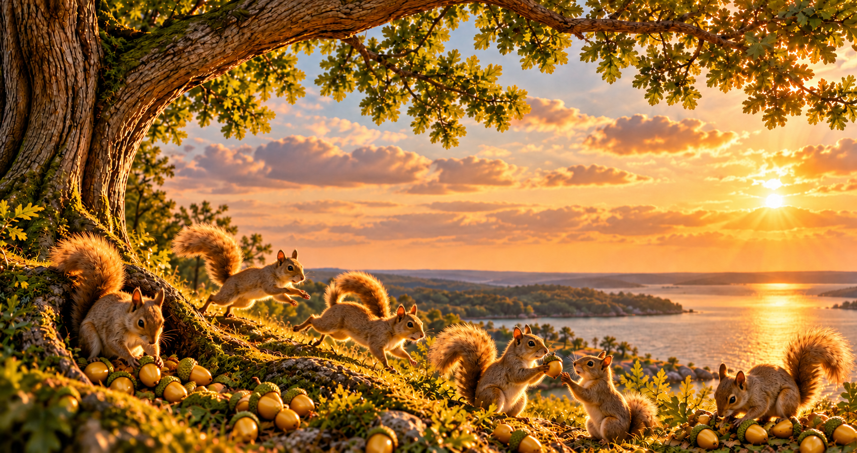 Squirrel Mavens gathering beside the lake